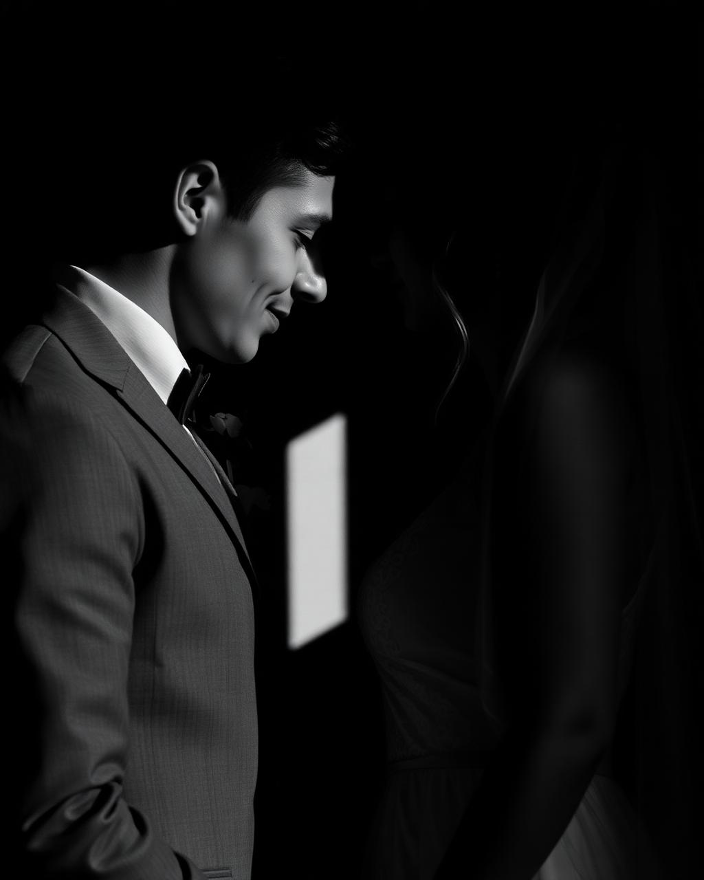 Black and white intimate portrait